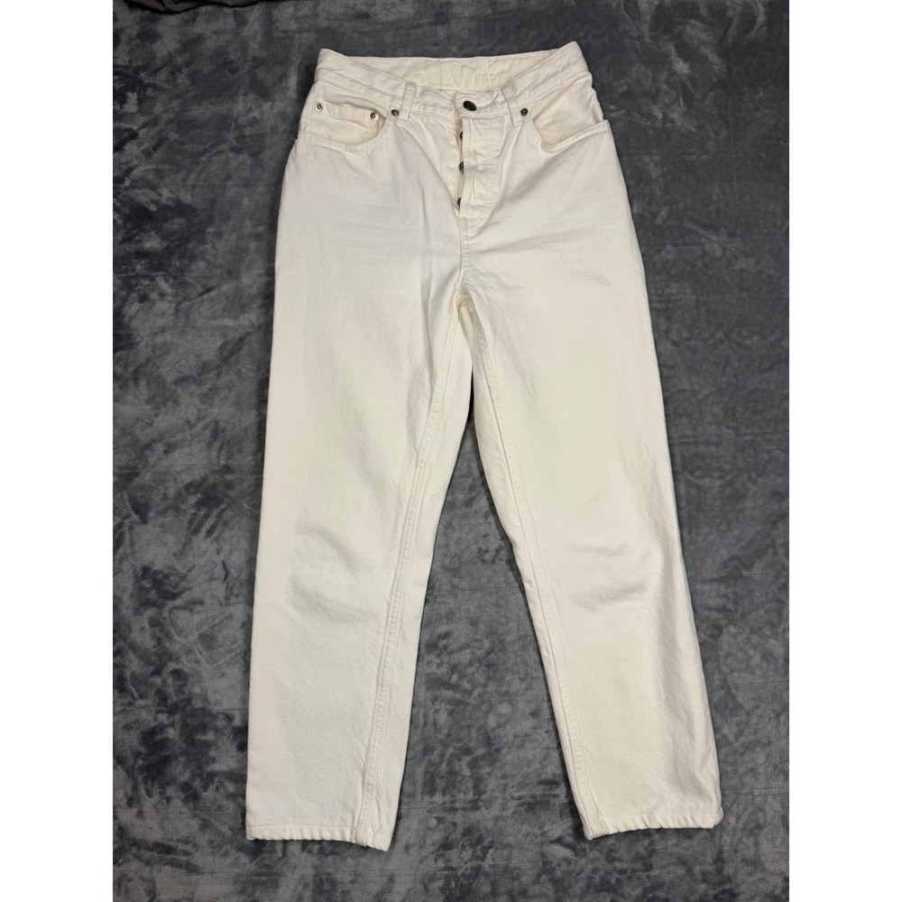 Everlane Women Bone White Organic Cotton Straight Leg Jeans Button Fly Size 26